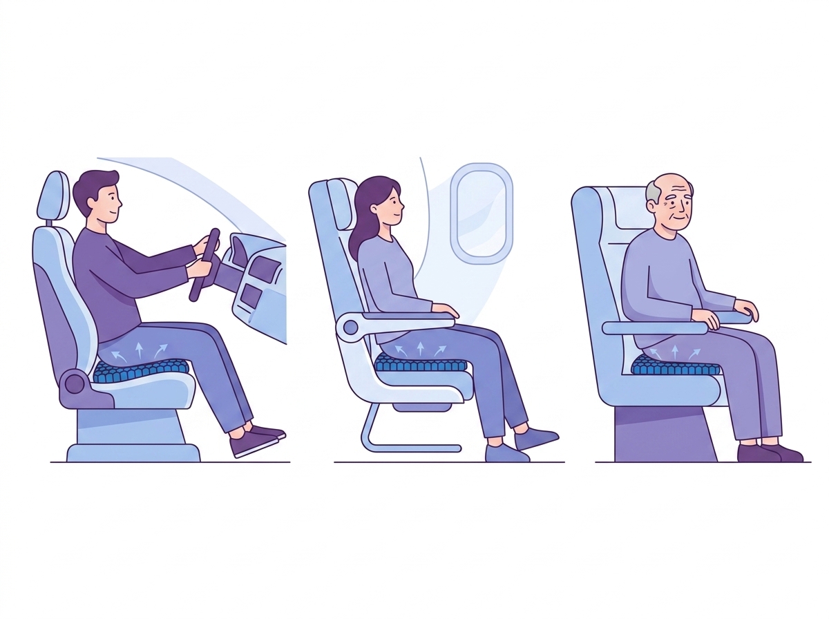 Coussin Assiva utilisé en voiture, en avion et pour les personnes âgées