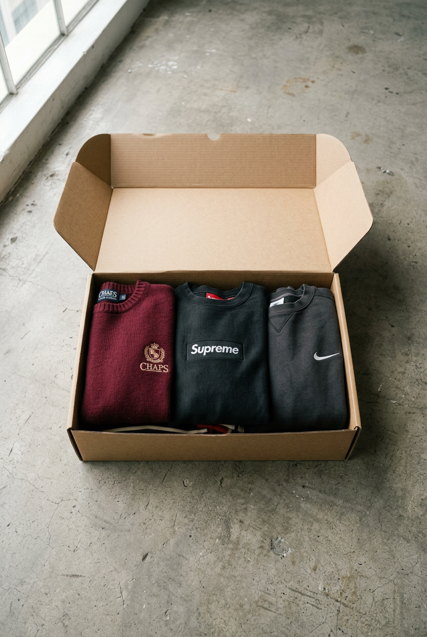 Kuratierte Vintage Streetwear Mystery Box Unboxing