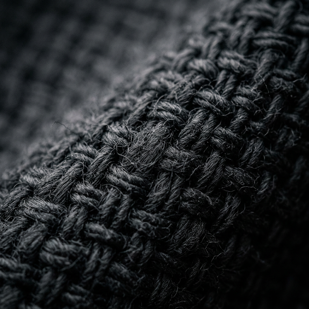 Magnified charcoal cotton fabric weave