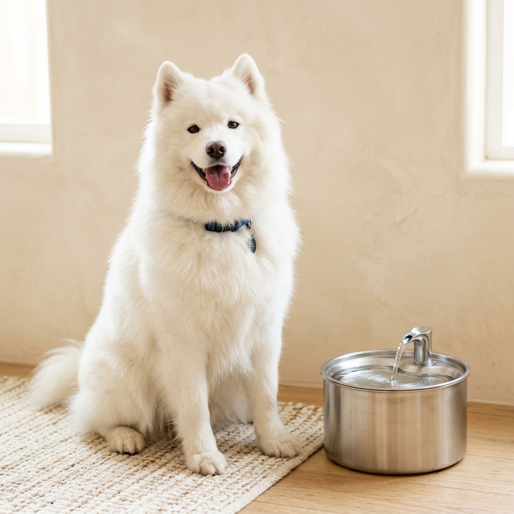Dog with fountain