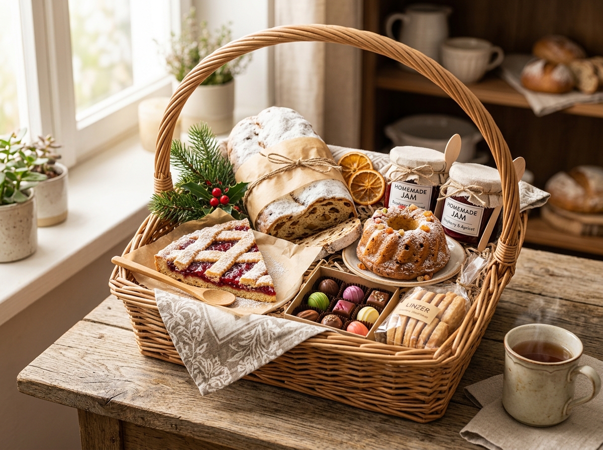 Geschenkskorb mit handgemachten Bäckerei-Spezialitäten von Bäckerei Gassner